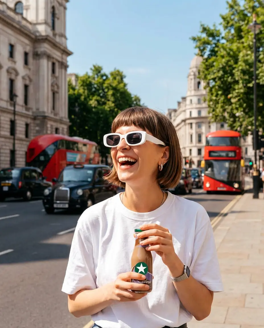 Shopper using product on London street